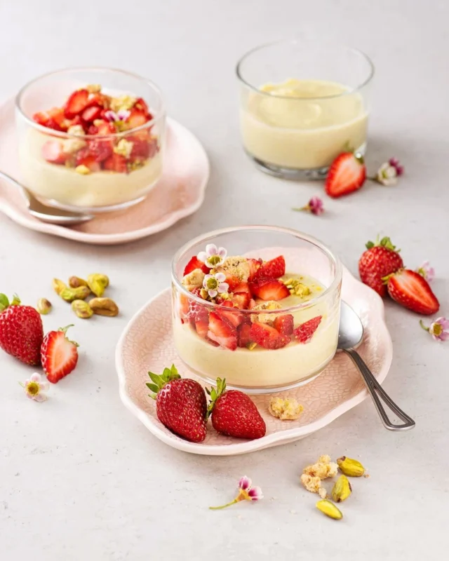 Pistachio pudding and macerated strawberries are such a lovely summer dessert pairing 🍓✨ The pudding is creamy and nutty, the strawberries turn juicy and glossy with a little sugar, and the buttery crumb topping adds a bit of crunch so every spoonful is perfection 👌🏼
.
This is also a very practical make-ahead dessert, which I always appreciate when the weather gets warmer and I’d rather not fuss after dinner! Chill the puddings ahead, spoon the strawberries on top closer to serving, then finish with the crumbs so they stay crisp 💥
.
Click the link in my profile to get my recipe for Pistachio Puddings with Macerated Strawberries, or comment RECIPE and I’ll DM it to you right away 🍓
.
https://foodnouveau.com/pistachio-pudding-with-macerated-strawberries/
.
#pistachiodessert #strawberrydessert #pudding #makeaheaddessert #summerdessert