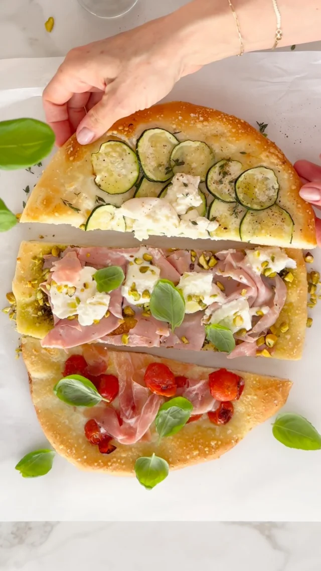 Choosing the toppings is always the hardest part of pizza night for me, so… why stop at one? 🍕 Here are three ways to dress up my Roman-style pizza, all made with the same dough. Thin and crisp underneath, airy inside, with a golden crust—I like to keep this crust on repeat and change what goes on top 👌🏼 . You can plan your toppings around a favorite combination or see what’s in the fridge and go from there. That’s half the fun! Which of these three slices would you reach for first? . Get my Roman-Style Pizza recipe through the link in my profile, or comment RECIPE and I’ll send it to you. . https://foodnouveau.com/roman-style-pizza-from-scratch/ . #romanpizza #homemadepizza #pizzanight #italianfood #pizzarecipe